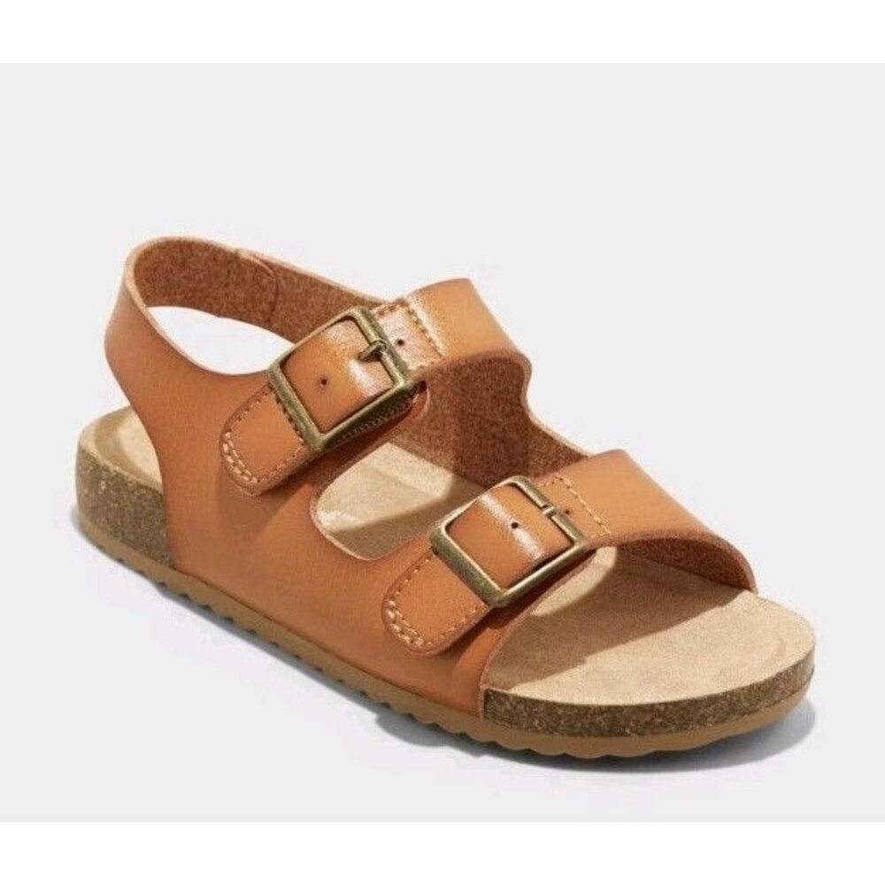 Cat & Jack Tan Double Buckle Cork-Style Sandals